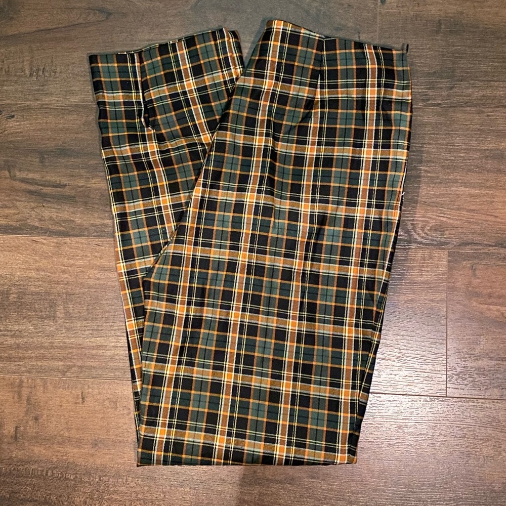 VTG Thalian Wide Leg Wool Plaid Pants